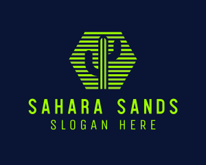 Sahara - Hexagon Cactus Desert logo design