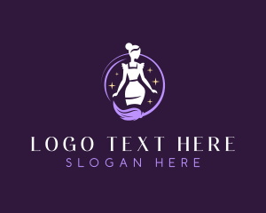 Utility - Maid Cleaning Broom logo design