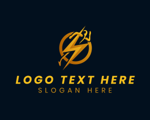 Human - Human Power Lightning logo design
