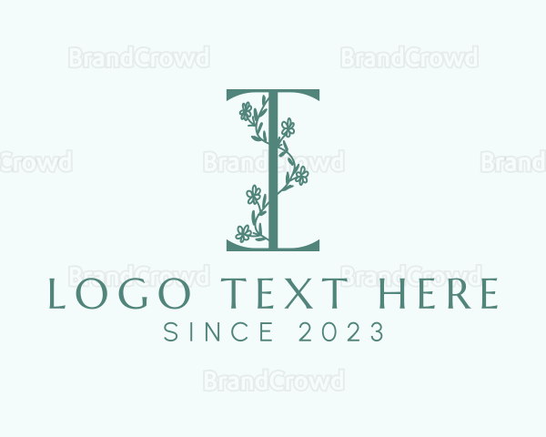 Vine Flower Letter I Logo