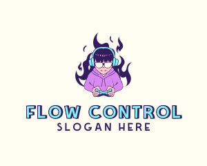 Fire Girl Game Controller logo design