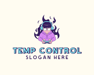 Fire Girl Game Controller logo design