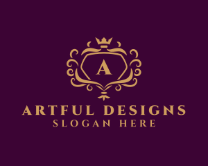 Floral Crest Shield logo design