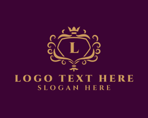 Frame - Floral Crest Shield logo design