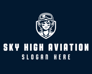 Aviation - Woman Pilot Aviation logo design