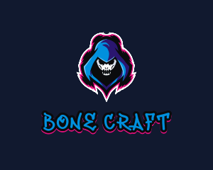 Skeletal - Hooded Skull Bone logo design