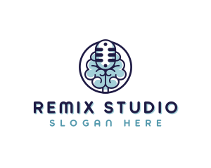 Brain Microphone Studio logo design