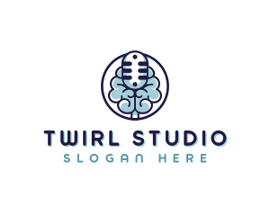 Brain Microphone Studio logo design