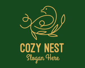 Nest - Golden Bird Monoline logo design