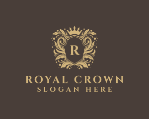 Royal Crown Floral Shield logo design