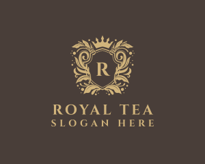 Royal Crown Floral Shield logo design