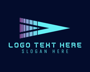 Telecommunication - Neon Triangle Play Button logo design