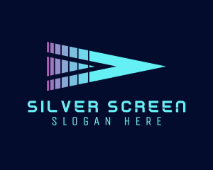 Game Streaming - Neon Triangle Play Button logo design