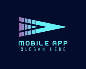 App - Neon Triangle Play Button logo design