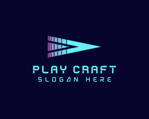 Neon Triangle Play Button logo design