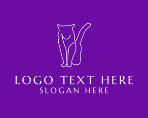Veterinary Clinic - Feline Cat Monoline logo design