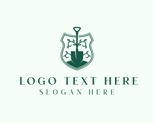 Landscaper - Shovel Gardener Shield logo design