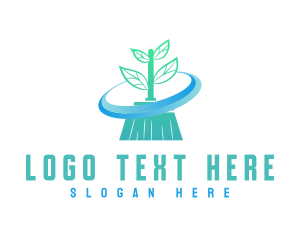 Housekeeping - Plant Broom Swift Clean logo design