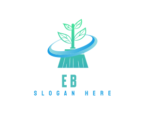 Sanitation - Plant Broom Swift Clean logo design