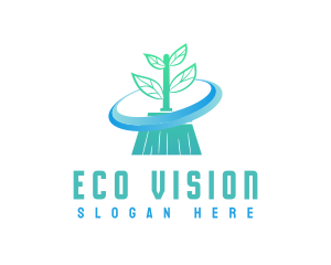 Plant Broom Swift Clean logo design