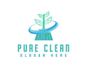 Plant Broom Swift Clean logo design