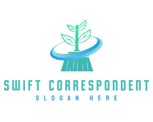 Plant Broom Swift Clean logo design