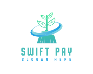 Plant Broom Swift Clean logo design