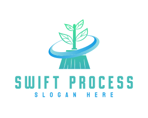 Plant Broom Swift Clean logo design