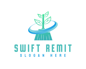 Plant Broom Swift Clean logo design