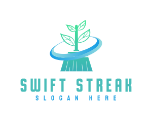 Plant Broom Swift Clean logo design