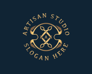 Atelier - Elegant Scissors Tailoring logo design