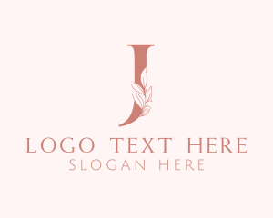 Pink - Elegant Leaves Letter J logo design