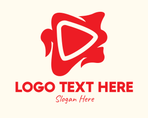 Video Player - Red Fiery Media Player logo design