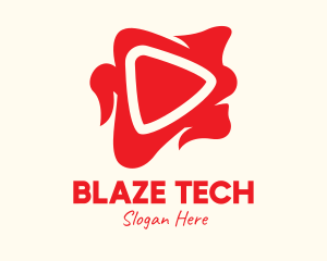 Red Fiery Media Player logo design