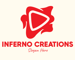 Red Fiery Media Player logo design