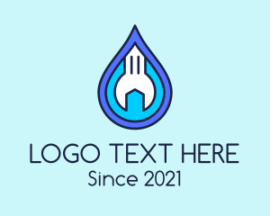 Liquid - Water Droplet Wrench Plumbing logo design
