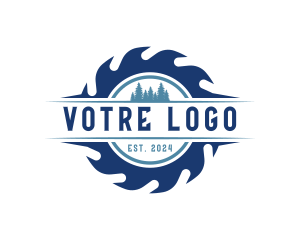 Wood Logging Saw Logo