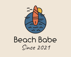 Beach Surfing Surfboard logo design