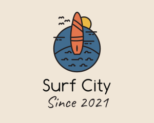 Beach Surfing Surfboard logo design