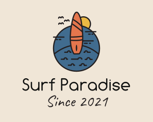 Beach Surfing Surfboard logo design