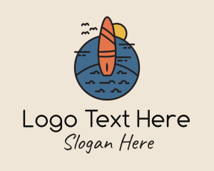 Beach Surfing Surfboard Logo