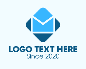 Pen Pal - Blue Mail Envelope logo design
