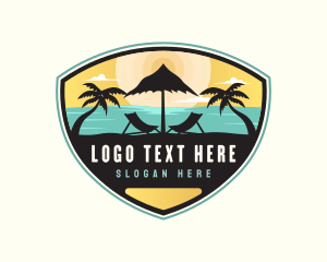 Palm Tree - Beach Summer Vacation Badge logo design