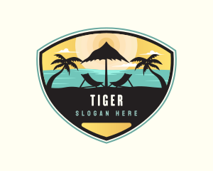 Beach Summer Vacation Badge Logo