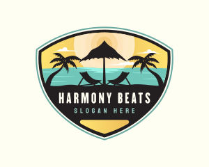 Sunset - Beach Summer Vacation Badge logo design