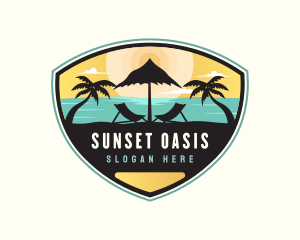 Beach Summer Vacation Badge logo design