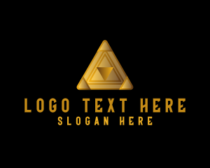 Financial - Gold Pyramid Polygon logo design