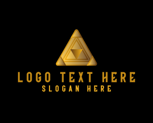 Insurance - Gold Pyramid Polygon logo design