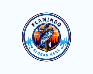 Maritime - Anchor Fish Trout logo design