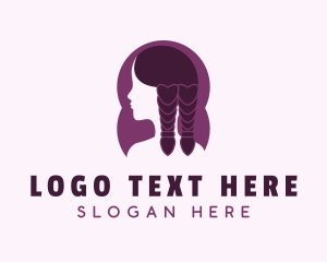 Hairdresser - Purple Girl Braids logo design
